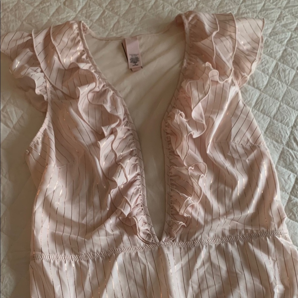 VS- Rose Gold NWT SZ Med One piece thong Jumpsuite